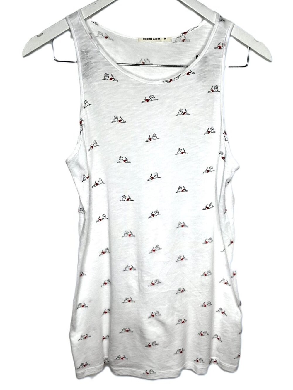 Men's Marine Layer White Pool Lounger Pin Up Custom Print Tank